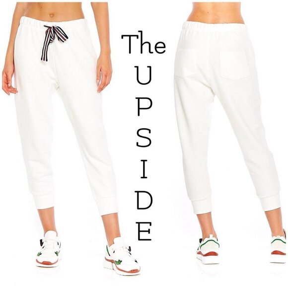 The Upside “Major” White Cotton Drawstring Track Pants Size S NWT - Picture 1 of 8
